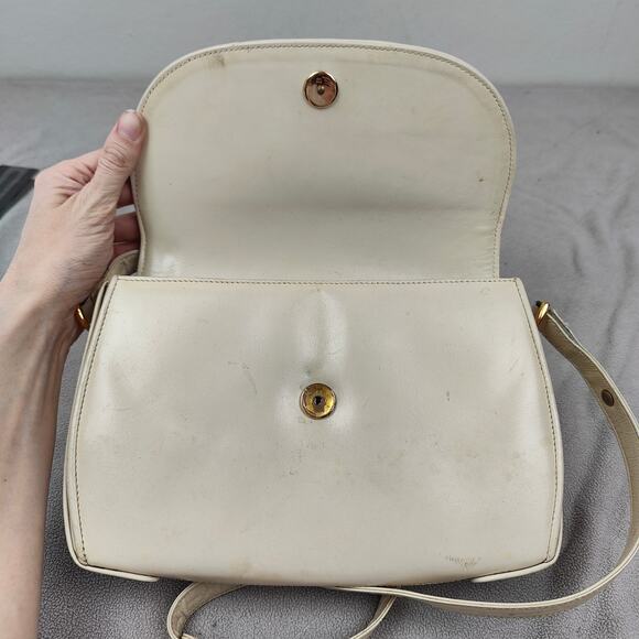 Vintage Gucci Leather Crossbody Bag Small Purse Off-White Cream 80s REPAIRED - Picture 9 of 14